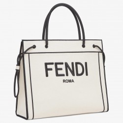 Fendi Large Roma Shopper Bag In Undyed Canvas  406