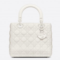 Dior Medium Lady Dior Bag In White Ultra Matte Calfskin 930