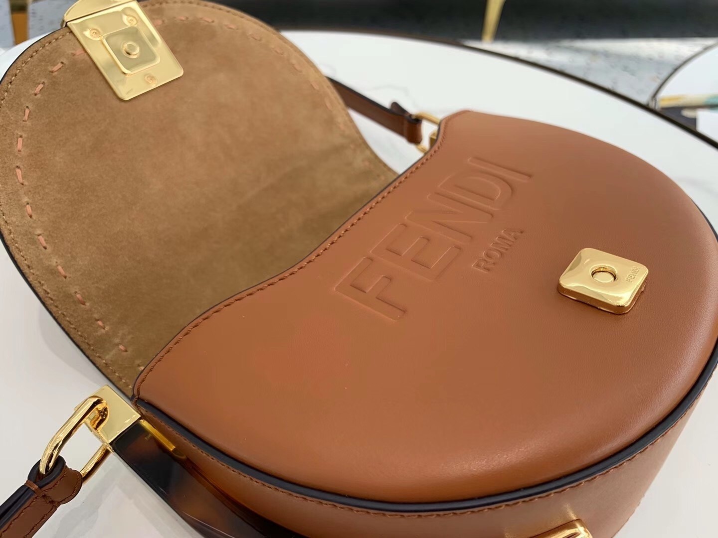 Fendi Moonlight Saddle Bag In Brown Calfskin 339