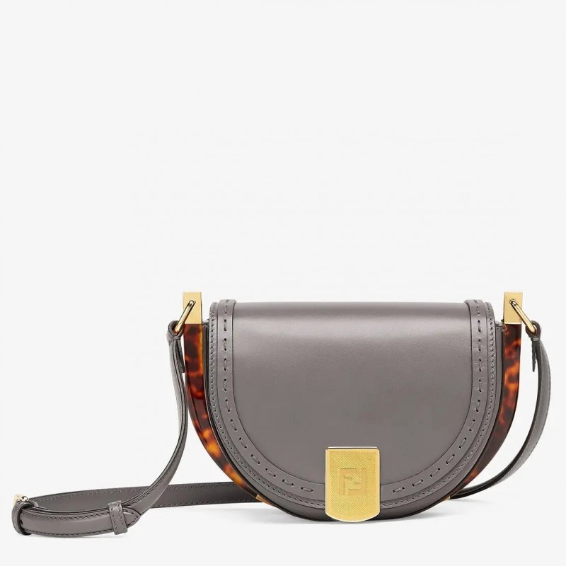 Fendi Moonlight Saddle Bag In Grey Calfskin 394