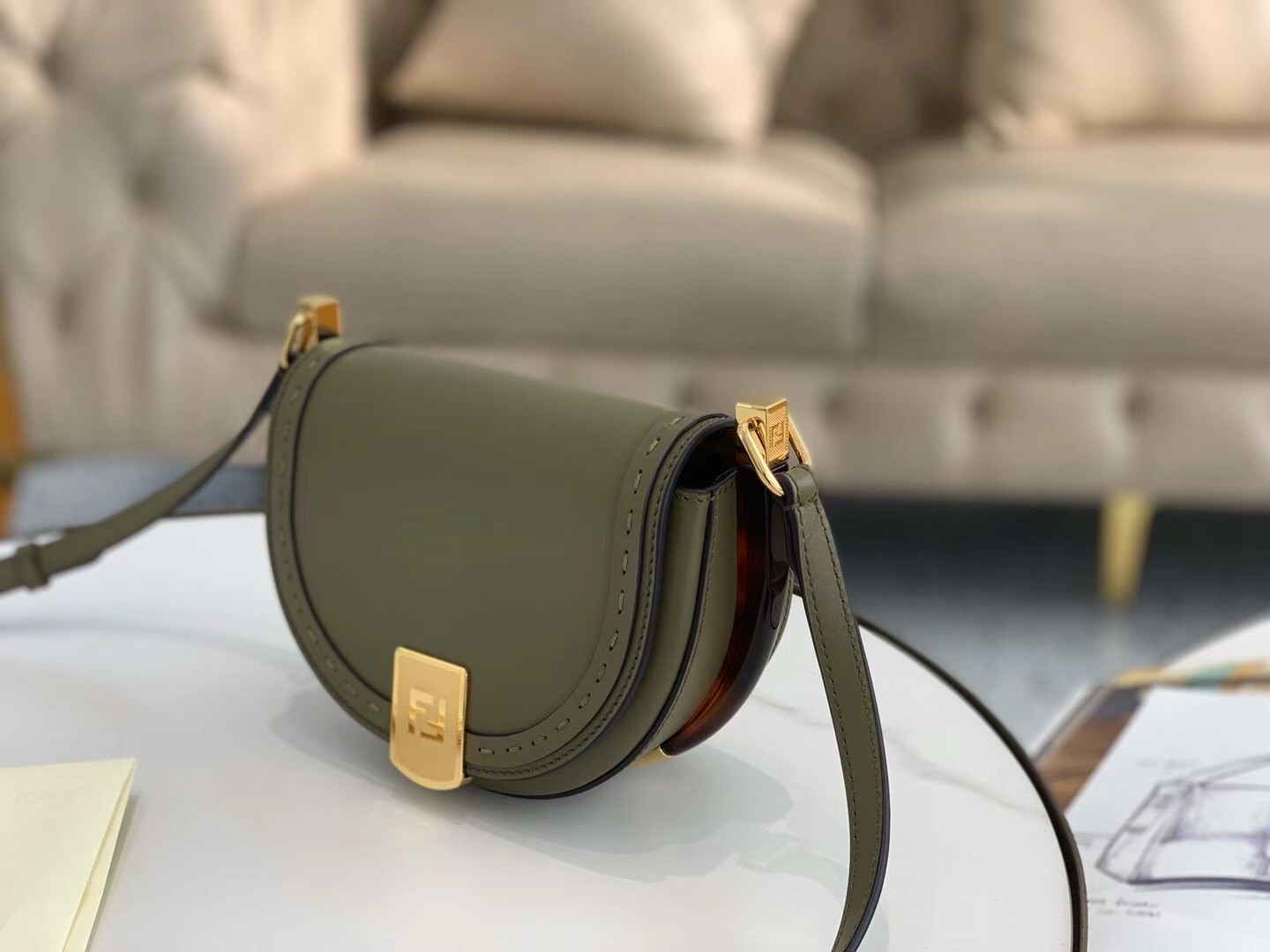 Fendi Moonlight Saddle Bag In Green Calfskin 942