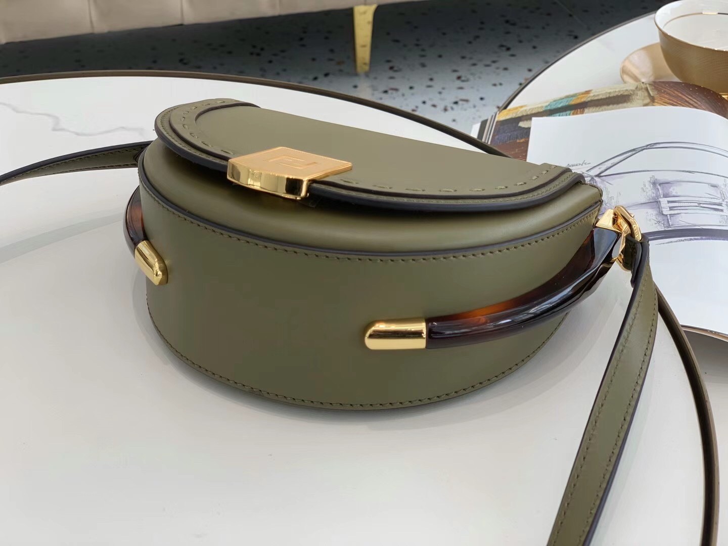 Fendi Moonlight Saddle Bag In Green Calfskin 942