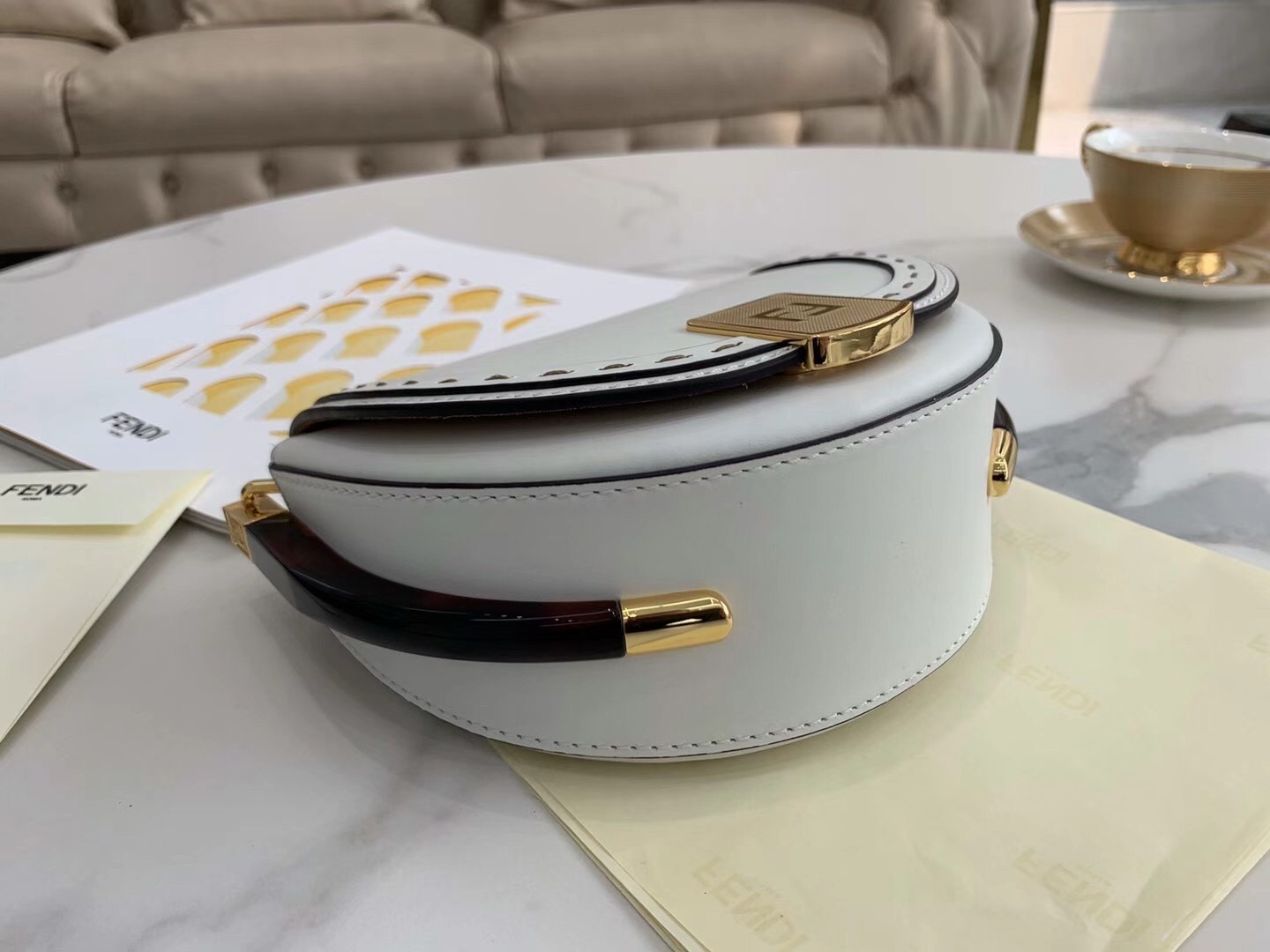 Fendi Moonlight Saddle Bag In White Calfskin 019