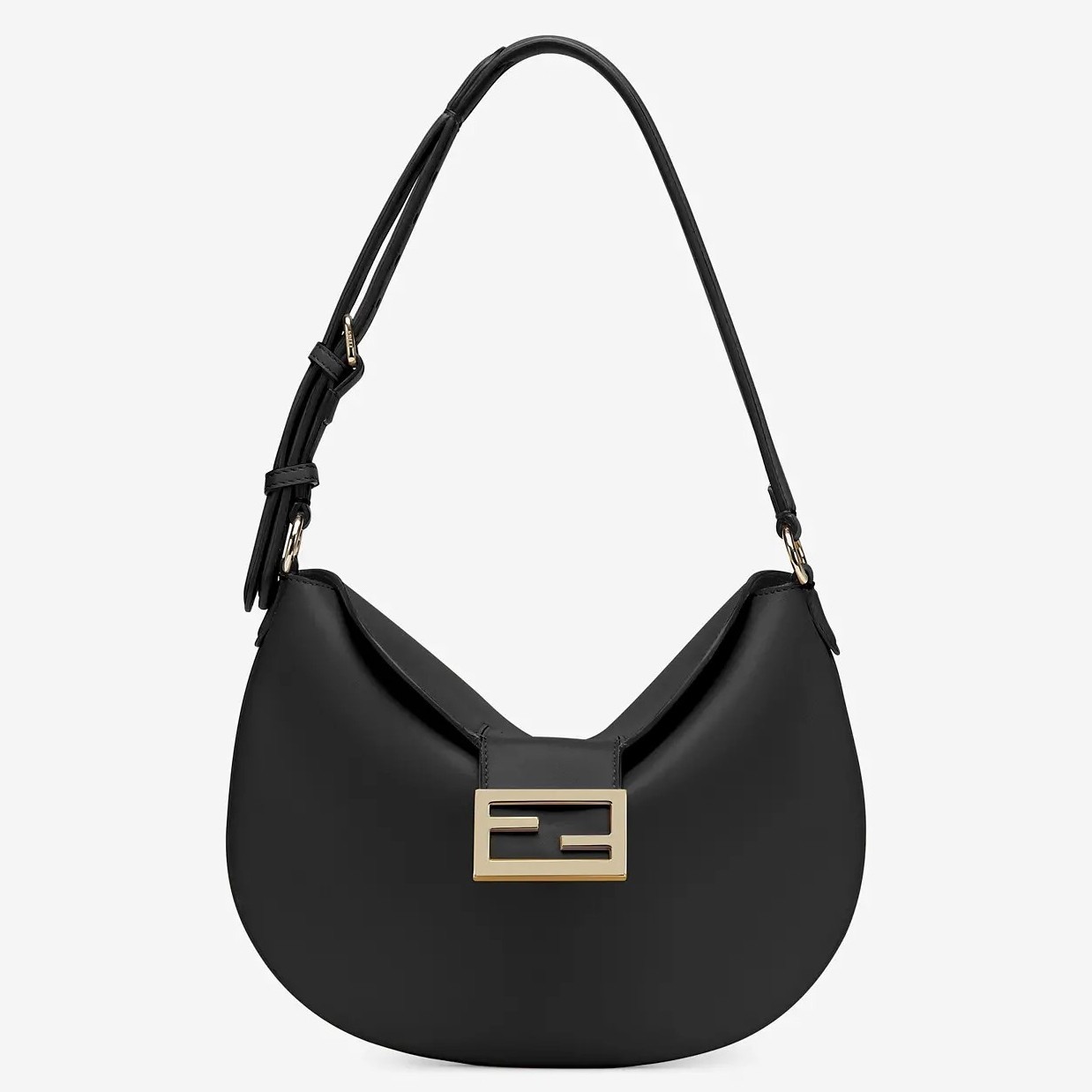 Fendi Small Croissant Hobo Bag In Black Leather 231