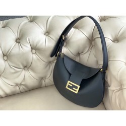 Fendi Small Croissant Hobo Bag In Black Leather 231