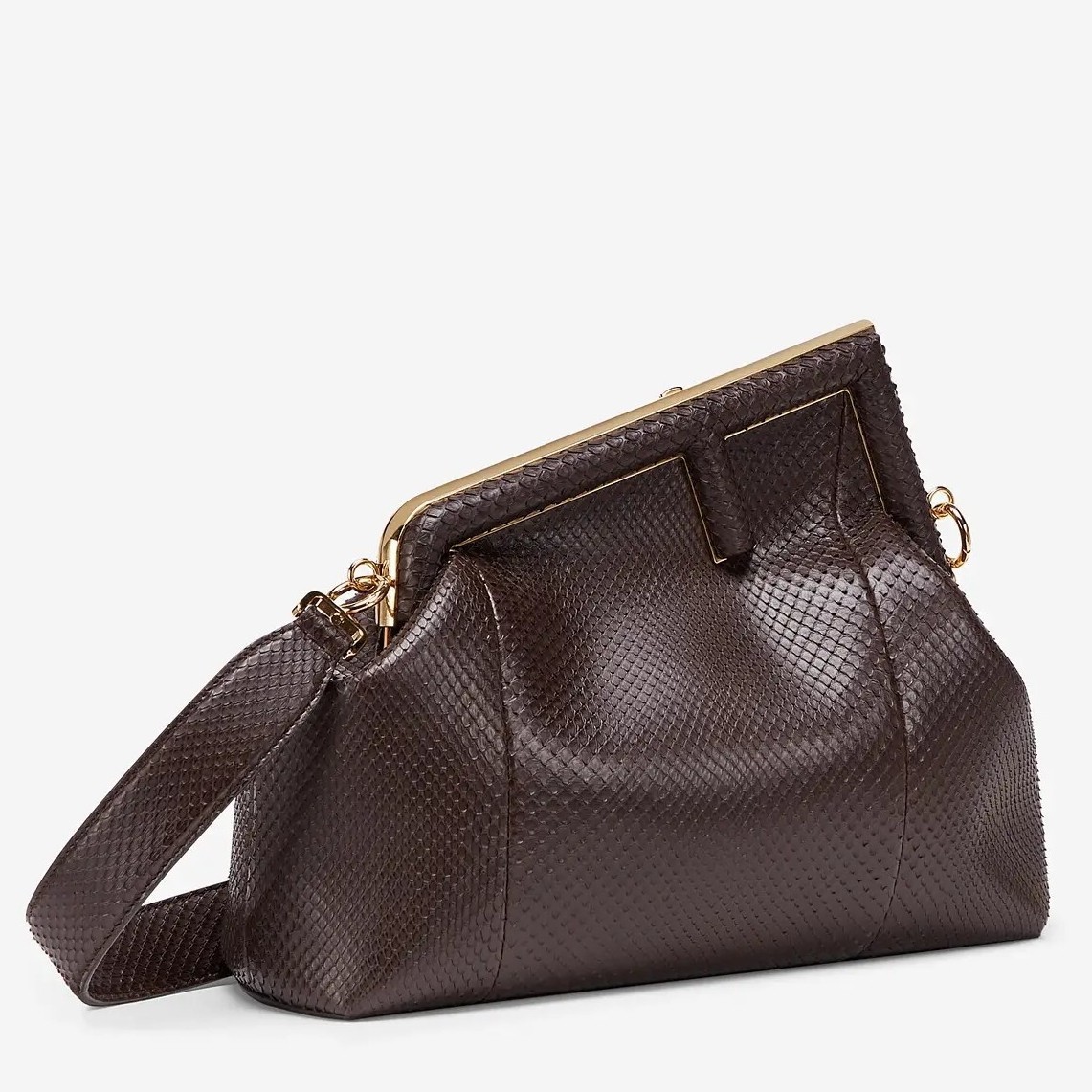 Fendi Small First Bag In Dark Brown Python Leather 319