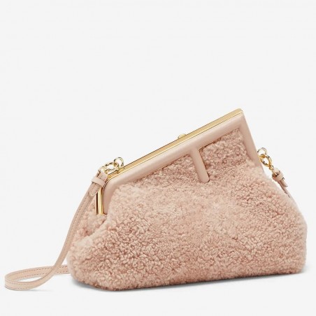 Fendi Small First Bag In Pink Wool Sheepskin  172