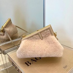 Fendi Small First Bag In Pink Wool Sheepskin  172
