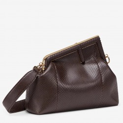 Fendi Medium First Bag In Dark Brown Python Leather 073