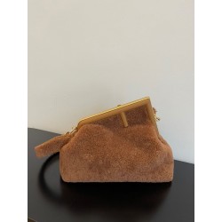 Fendi Medium First Bag In Brown Wool Sheepskin 192