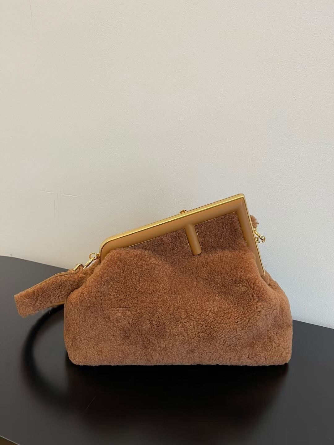 Fendi Medium First Bag In Brown Wool Sheepskin 192