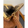 Fendi Medium First Bag In Brown Wool Sheepskin 192