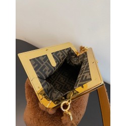 Fendi Medium First Bag In Brown Wool Sheepskin 192