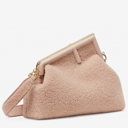 Fendi Medium First Bag In Pink Wool Sheepskin 236
