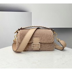 Fendi Medium Baguette Bag In Beige Shearling 587