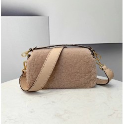 Fendi Medium Baguette Bag In Beige Shearling 587