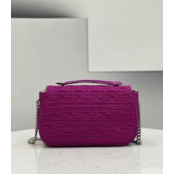 Fendi Midi Baguette Chain Bag In Fuchsia FF Fabric 652