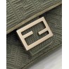 Fendi Midi Baguette Chain Bag In Green FF Fabric 085