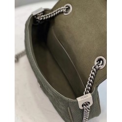 Fendi Midi Baguette Chain Bag In Green FF Fabric 085