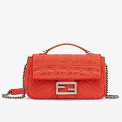 Fendi Midi Baguette Chain Bag In Piment FF Fabric 123