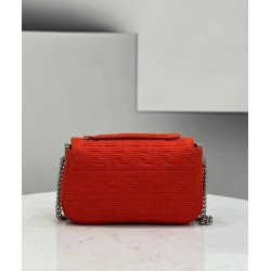 Fendi Midi Baguette Chain Bag In Piment FF Fabric 123