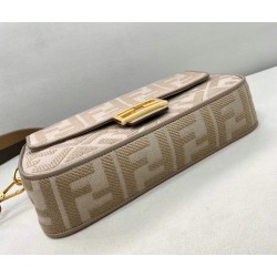 Fendi Medium Baguette Bag In Grey FF Canvas 183