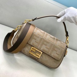 Fendi Medium Baguette Bag In Grey FF Canvas 183