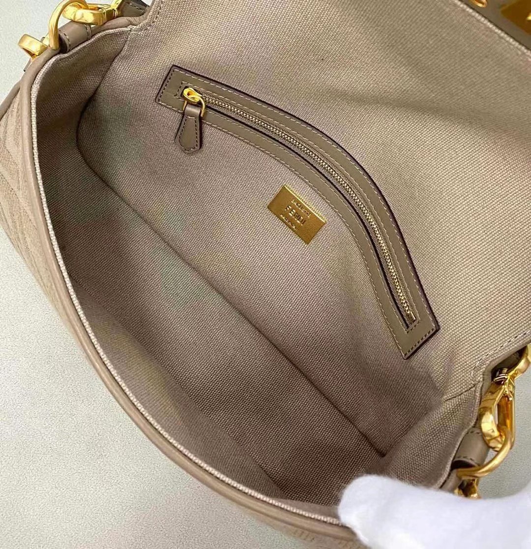 Fendi Medium Baguette Bag In Grey FF Canvas 183