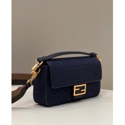 Fendi Medium Baguette Bag In Blue FF Canvas 221