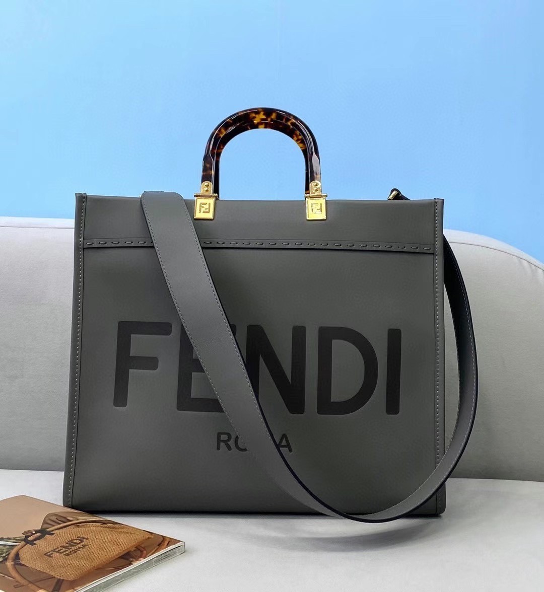 Fendi Sunshine Medium Shopper Bag In Grey Calfskin 368