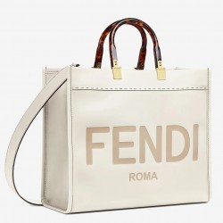 Fendi Sunshine Medium Shopper Bag In White Calfskin 427