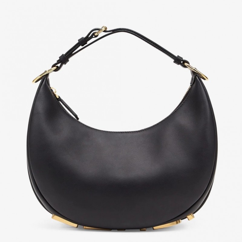 Fendi Fendigraphy Small Hobo Bag In Black Leather 465