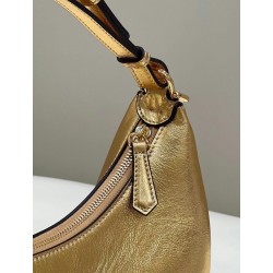 Fendi Fendigraphy Small Hobo Bag In Gold Laminated Leather 579