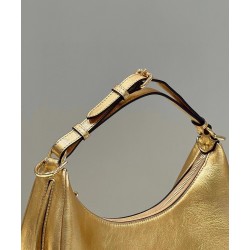 Fendi Fendigraphy Small Hobo Bag In Gold Laminated Leather 579