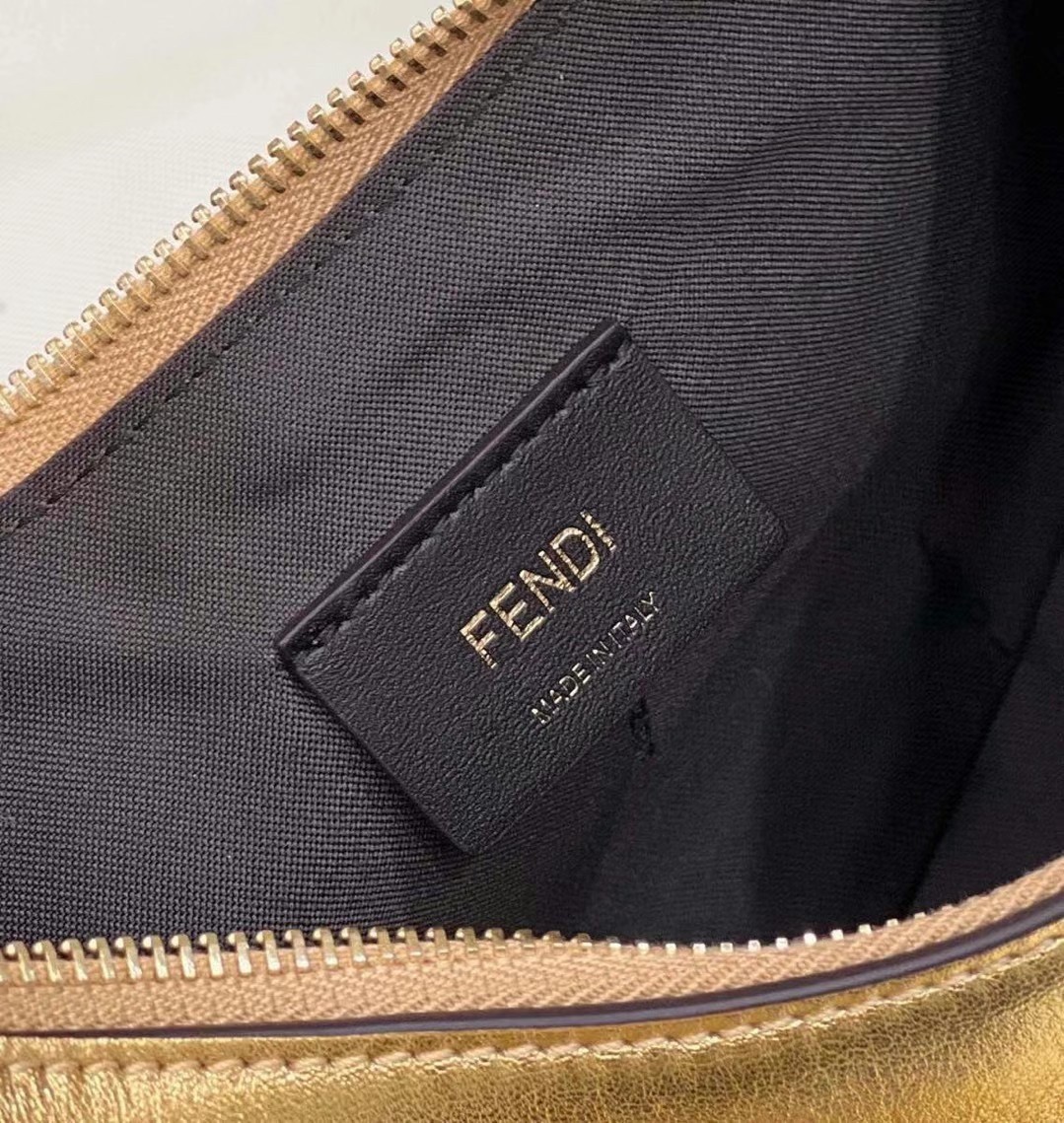 Fendi Fendigraphy Small Hobo Bag In Gold Laminated Leather 579