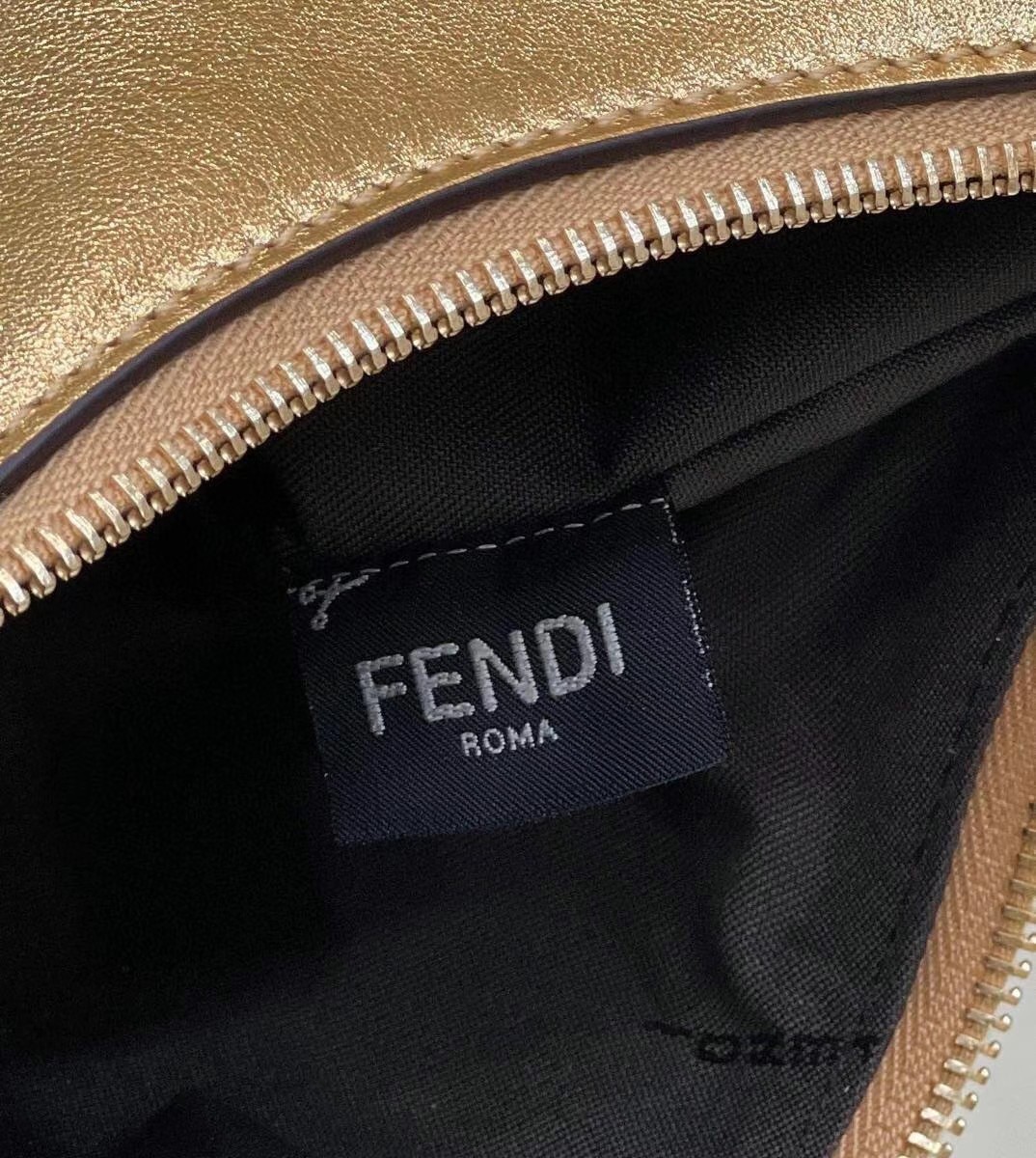 Fendi Fendigraphy Small Hobo Bag In Gold Laminated Leather 579