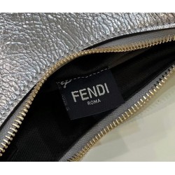 Fendi Fendigraphy Small Hobo Bag In Silver Laminated Leather 620