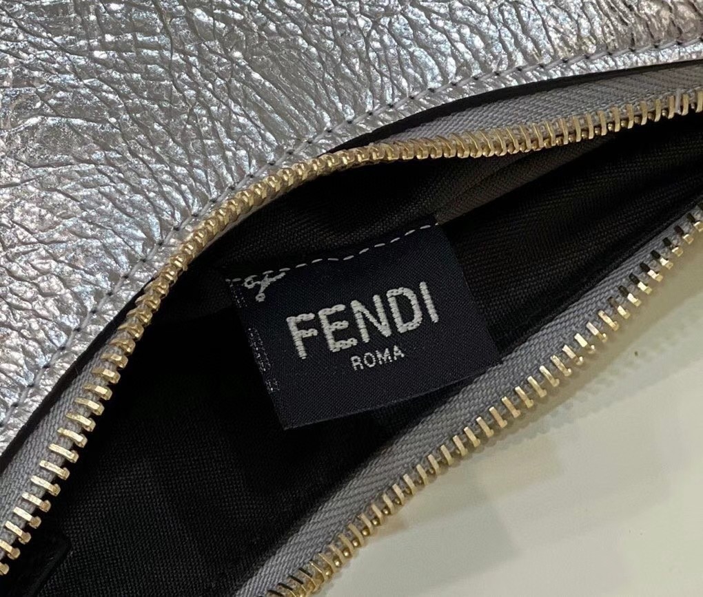 Fendi Fendigraphy Small Hobo Bag In Silver Laminated Leather 620