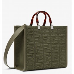 Fendi Sunshine Medium Shopper Bag In Green FF Fabric 694