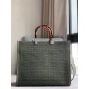 Fendi Sunshine Medium Shopper Bag In Green FF Fabric 694