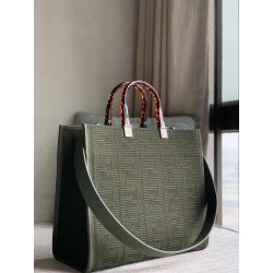 Fendi Sunshine Medium Shopper Bag In Green FF Fabric 694