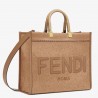 Fendi Sunshine Medium Shopper Bag In Brown Flannel  730