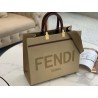 Fendi Sunshine Medium Shopper Bag In Beige Canvas 755