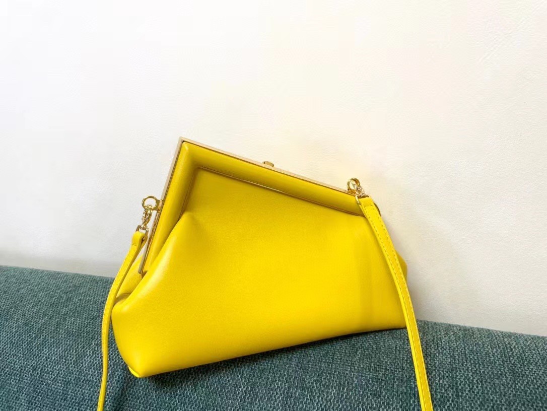 Fendi Small First Bag In Yellow Nappa Leather 828