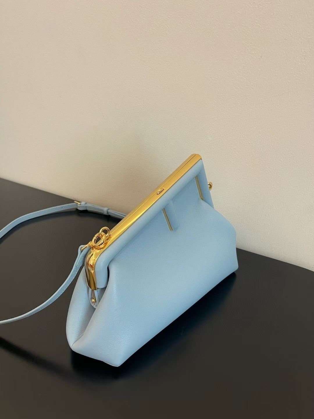 Fendi Medium First Bag In Light Blue Nappa Leather 864