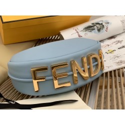 Fendi Fendigraphy Small Hobo Bag In Light Blue Leather 890