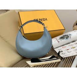 Fendi Fendigraphy Small Hobo Bag In Light Blue Leather 890