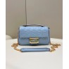 Fendi Baguette Chain Midi Bag In Blue Nappa Leather 790