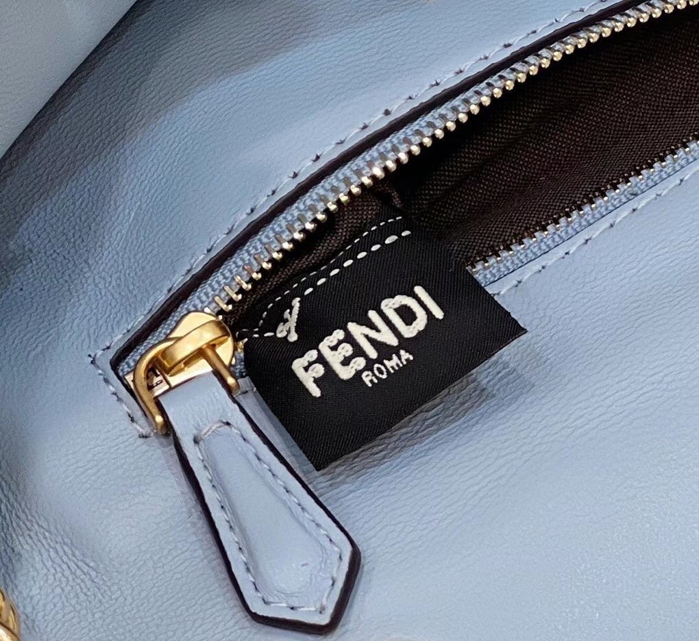 Fendi Baguette Chain Midi Bag In Blue Nappa Leather 790