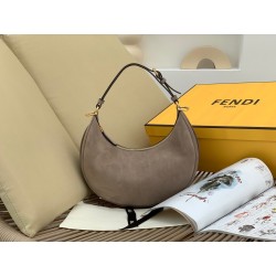 Fendi Fendigraphy Small Hobo Bag In Beige Suede Leather 973
